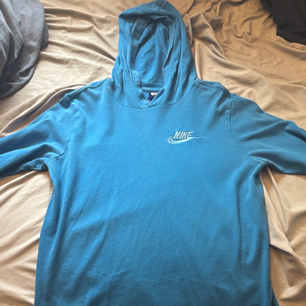 Vintage Nike Men's Teal Hoodie